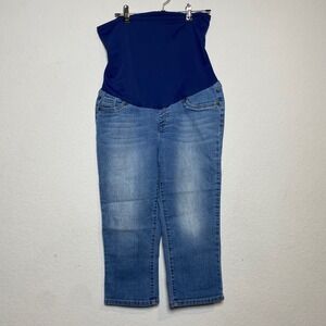 Blue Spice Maternity Jeans Size M Cropped‎ Straight Leg Blue Wash Denim Pants